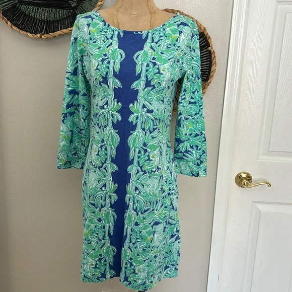 lilly pulitzer short sleeve marlowe dress Lilly Pulitzer Womens Marlowe Dress (Size XS) (True Blue Going Coastal Reduced)